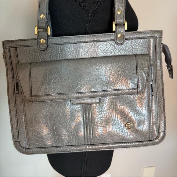 CORNELL Vintage Grey Leather Tote Shoulder Bag - Picture 4 of 16